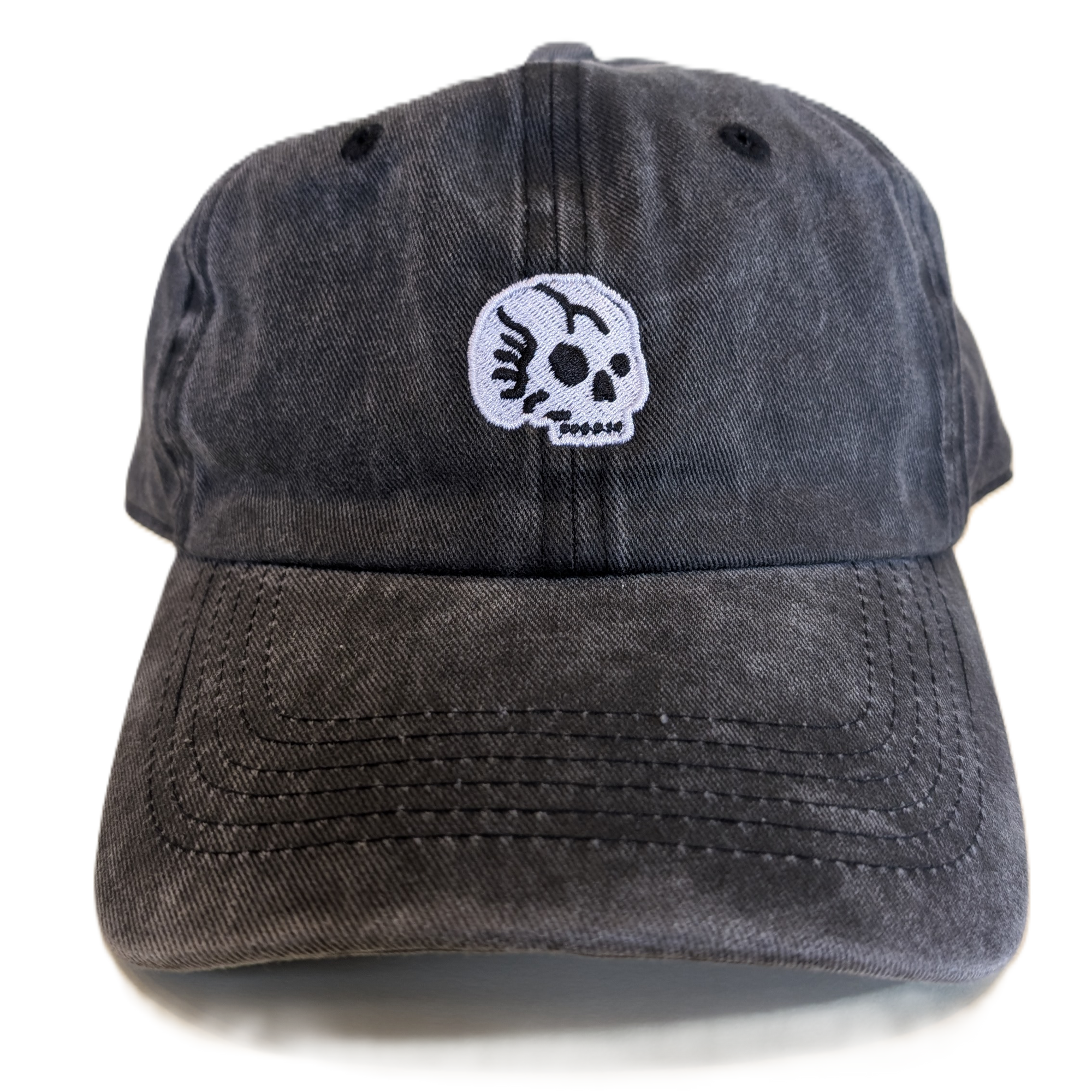 Skull Dad Hat - Washed Black