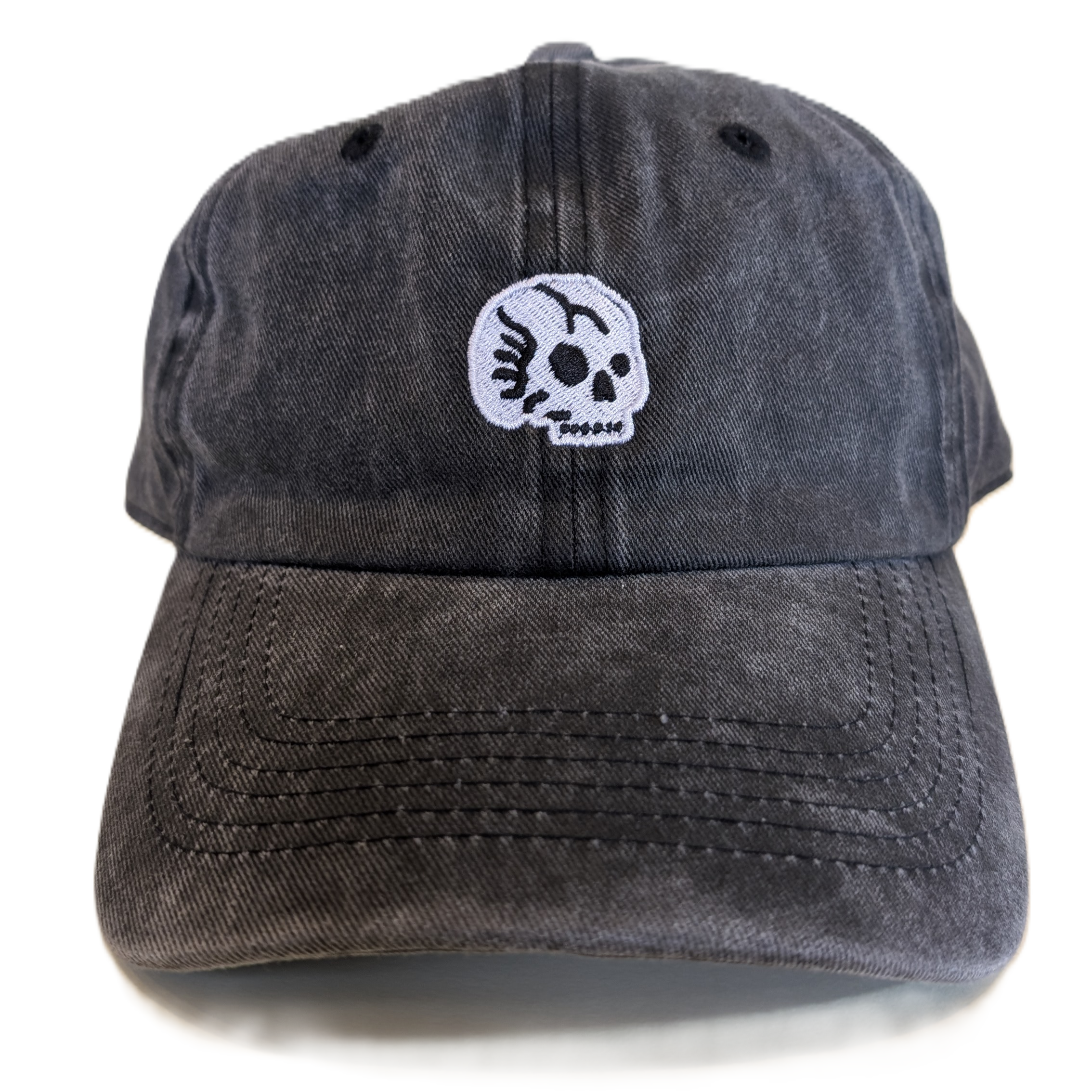 Skull Dad Hat - Washed Black