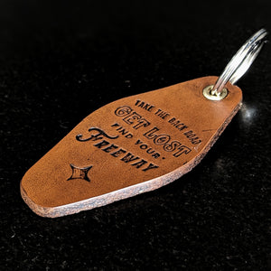 Find Your Freeway Handmade Leather Keychains - Motel Fob