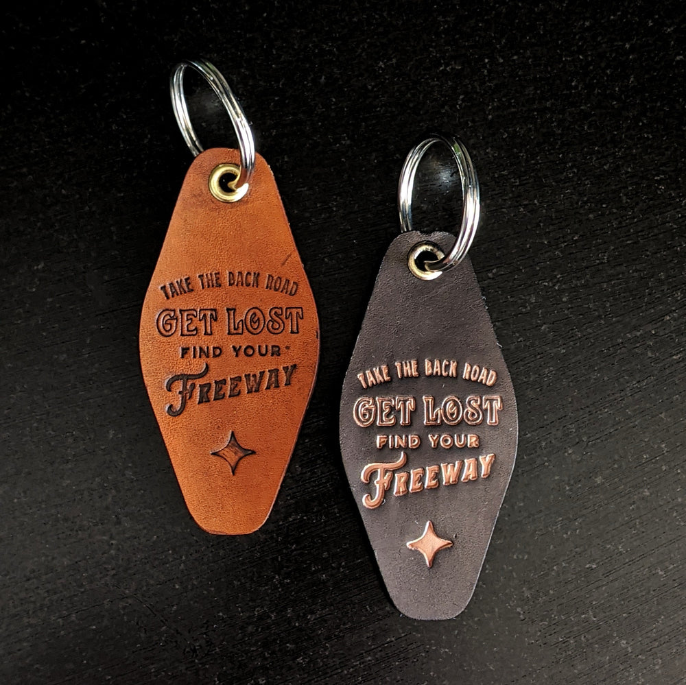 Find Your Freeway Handmade Leather Keychains - Motel Fob